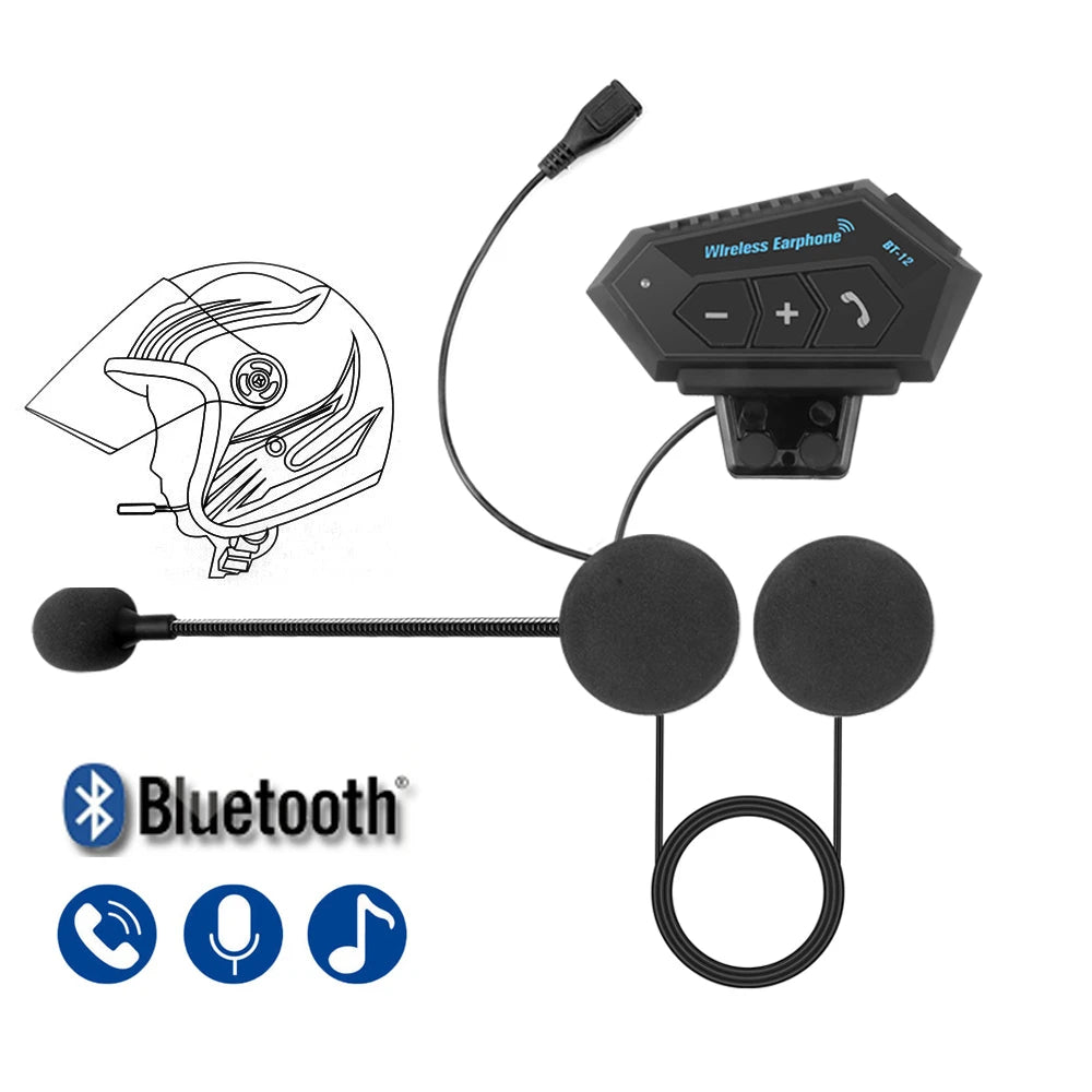 Kebidumei BT12 Motorcycle Helmet Headset – Bluetooth 5.0, Noise Reduction