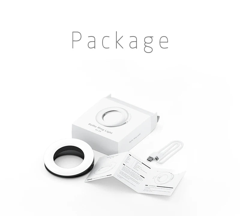 SZKOSTON USB Rechargeable Selfie Ring Light with Clip – 3 Modes