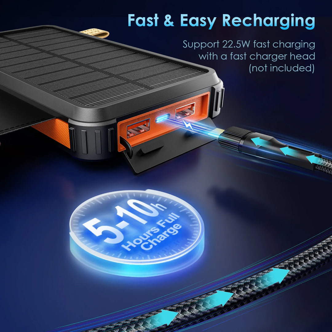 26800mAh Solar Power Bank | Wireless Fast Charging