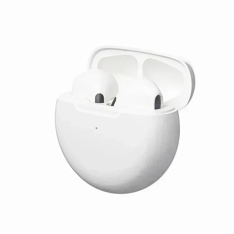 Pro 6 TWS Wireless Bluetooth Earbuds – Stereo Sound, Mic, Compact Charging Case