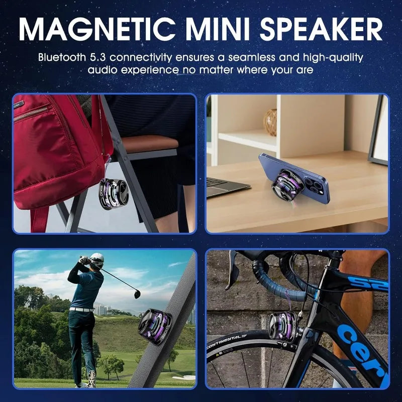 VIKEFON Mini Bluetooth Speaker – Magnetic RGB Speaker with Deep Bass & Bluetooth 5.3
