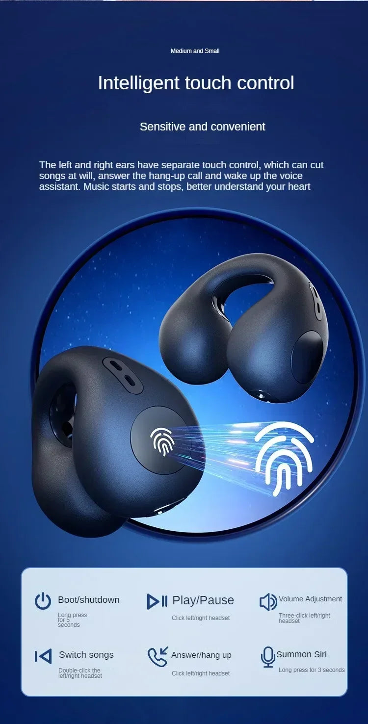 ZONGJI Bluetooth 5.3 Ear Hook Earphones – ANC, Dual Mode