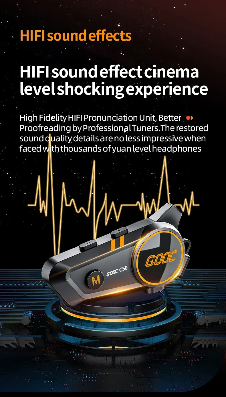 VELEV C50 Bluetooth Helmet Headset – Waterproof, 170H Playtime – audio-accessory