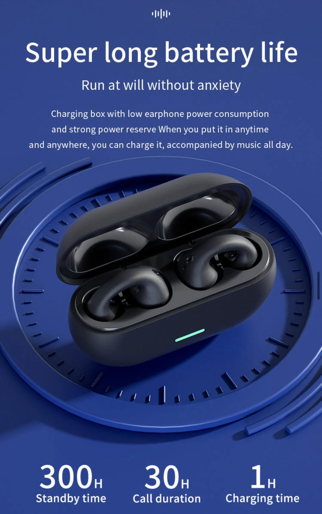 BUNKIMX A02 Wireless Ear Hook Earbuds — Bluetooth 5.1, Sport Fit