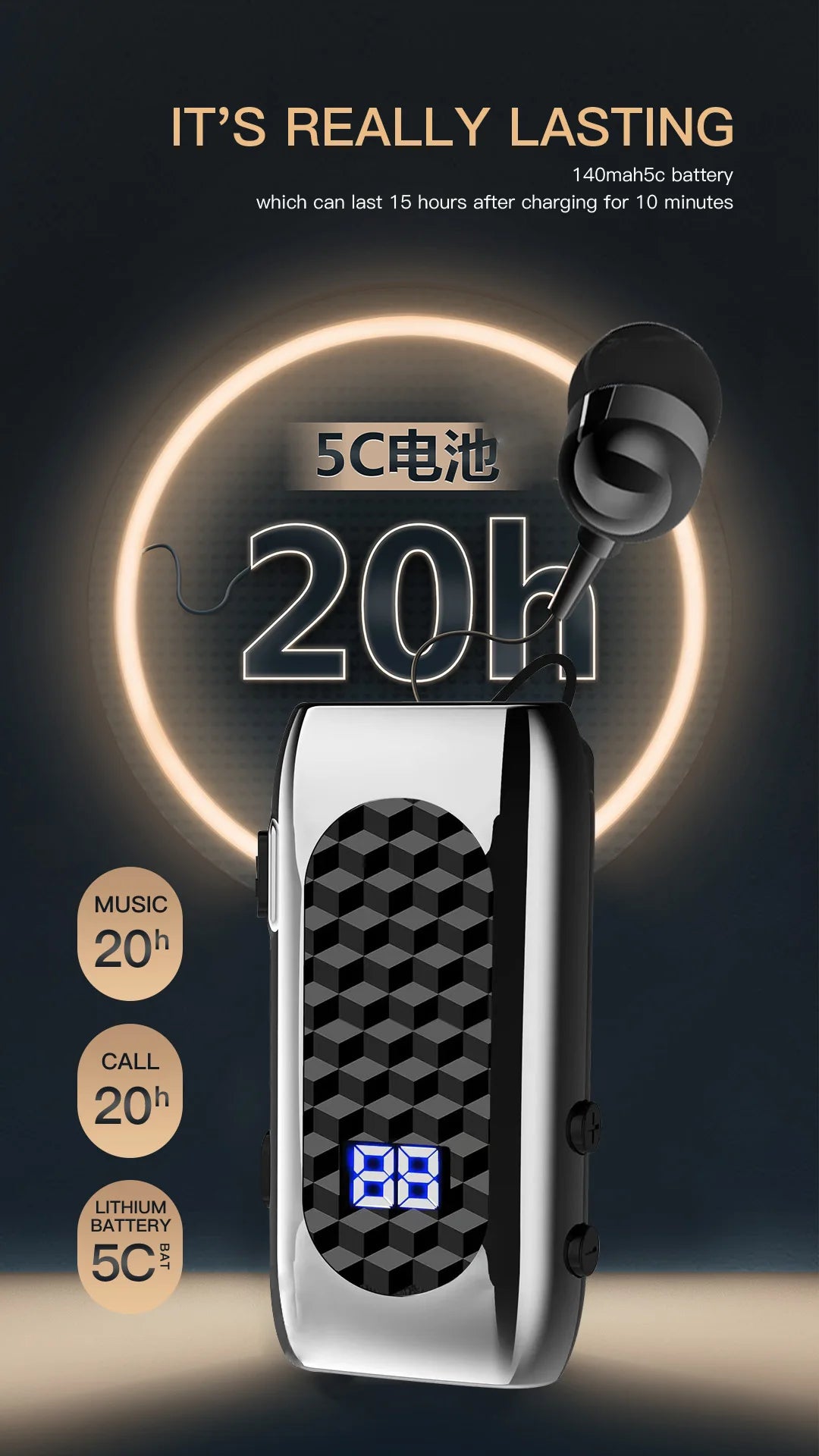 DENREEL Bluetooth 5.2 In-Ear Earphones – Noise Cancelling & 20h Battery
