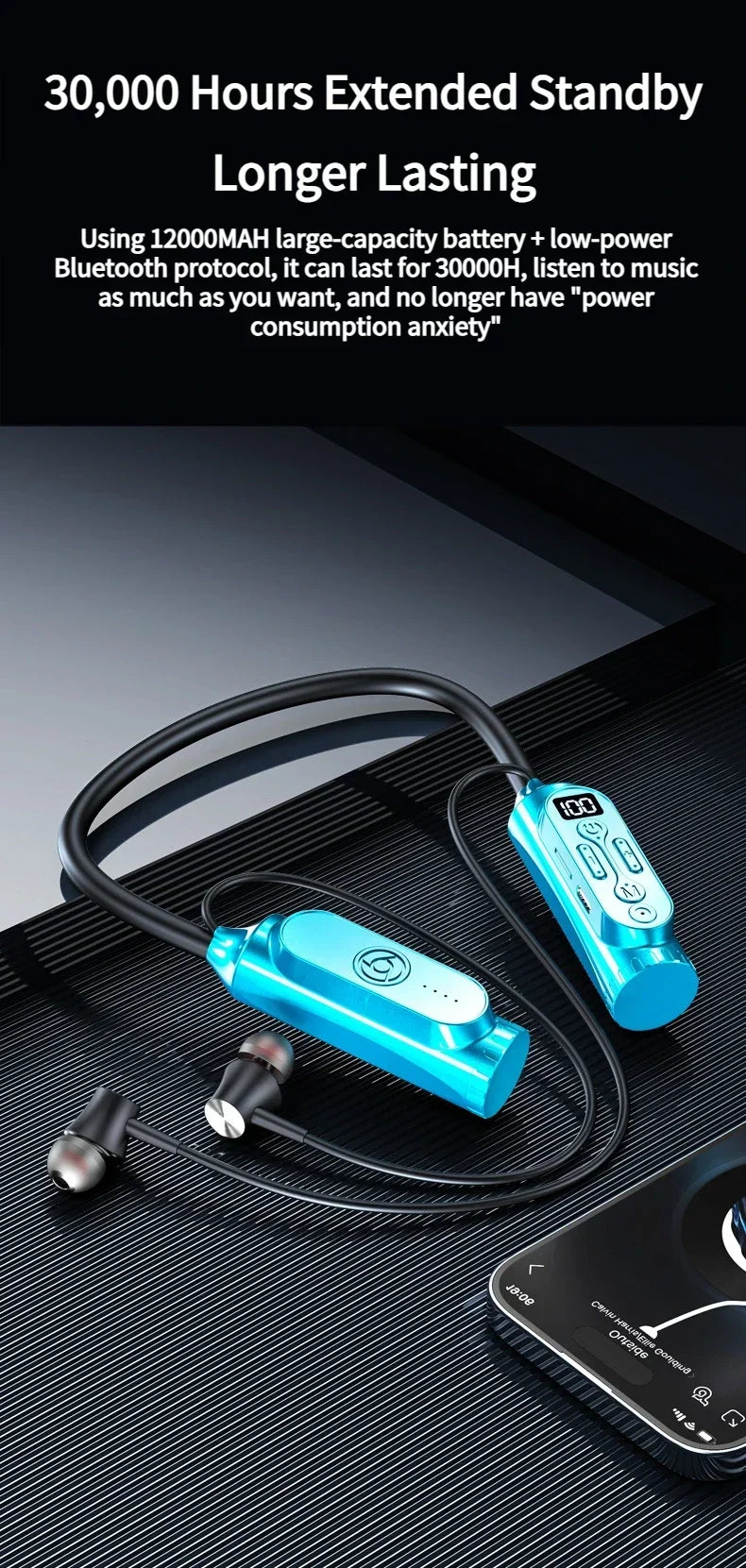 Luxuglow Bluetooth 6.0 Neckband – ANC, 12000mAh, IPX7