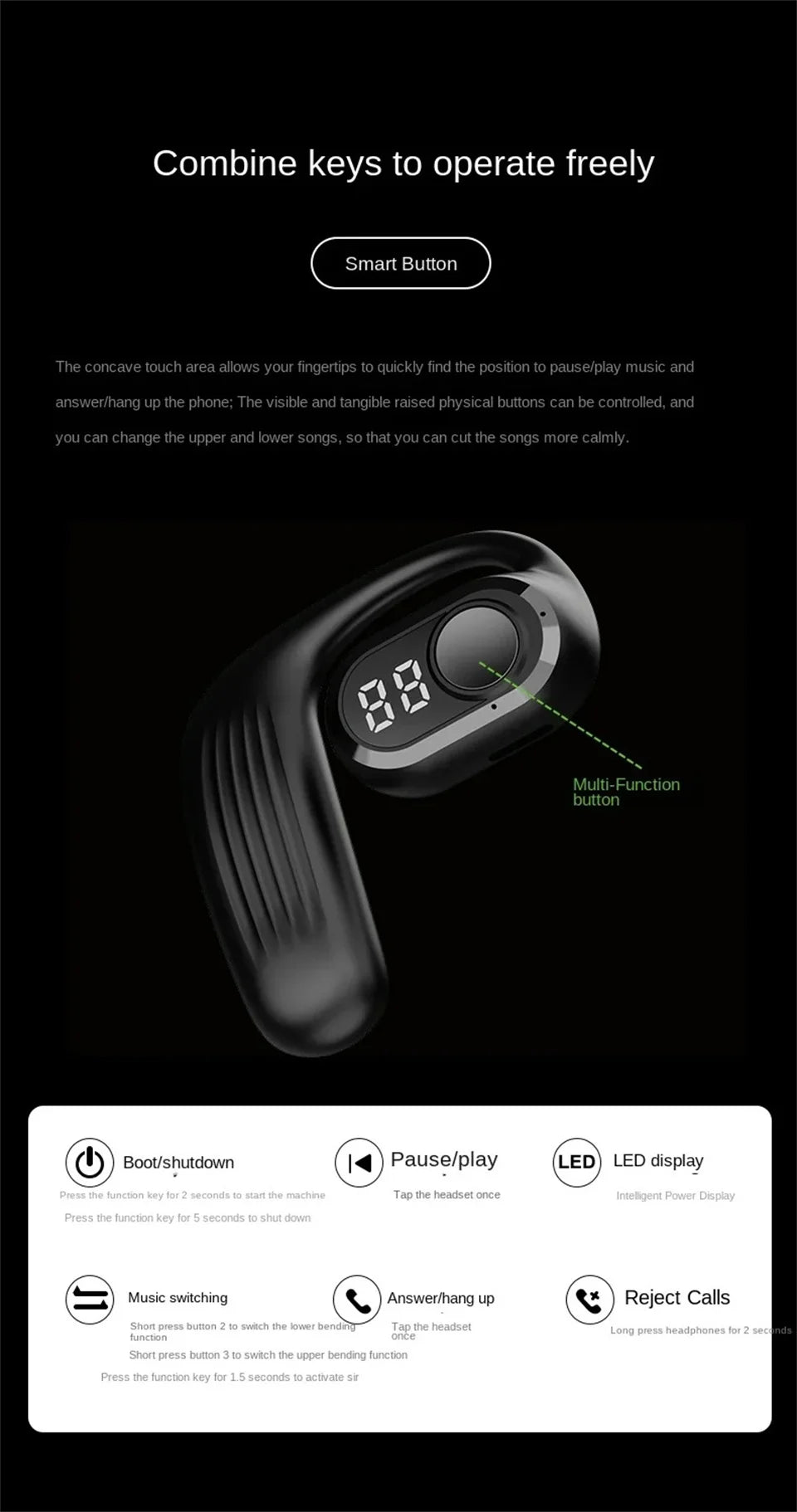 STTKGZD Bluetooth 5.3 Headset – Open Air, 30H ANC Audio – audio-accessory