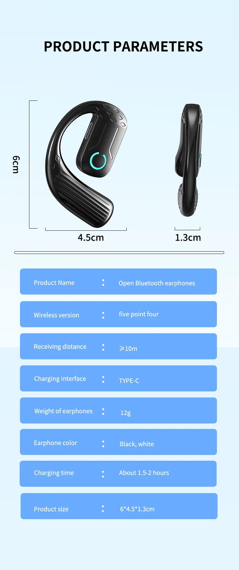 VAORLO YS01 Bluetooth 5.4 Headset – 600H Battery, Open-Ear, ANC