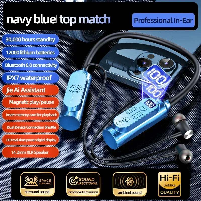 Luxuglow Bluetooth 5.3 Neckband – ANC, 12000mAh, IPX7