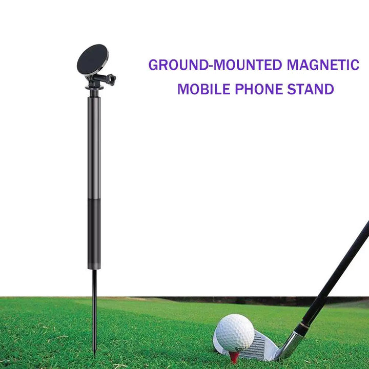 Magnetic Ground-Insert Phone Stand – Extendable Outdoor Tripod for Golf & Fishing – phone-stand