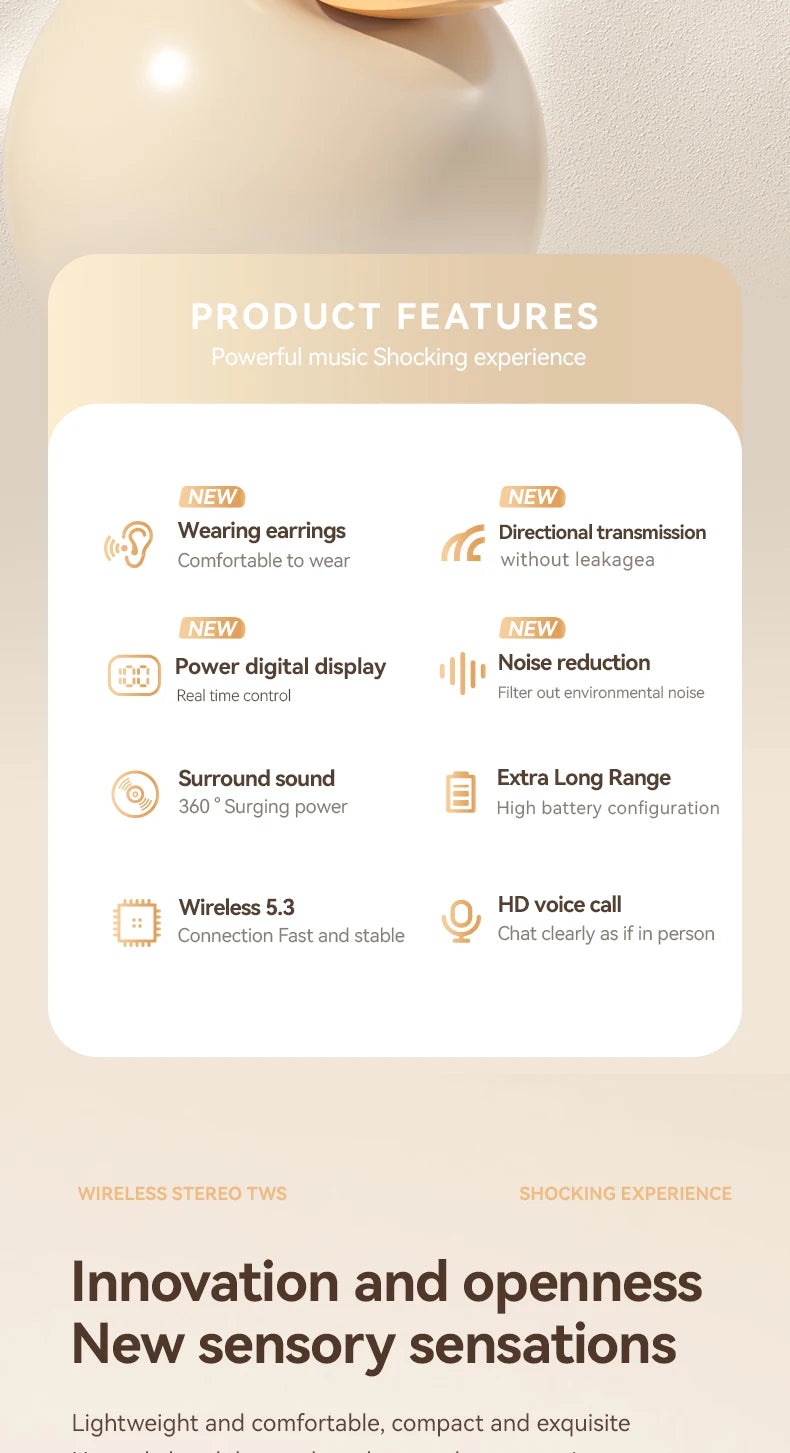 Bluetooth 5.3 Open-Ear Earphones – ANC, Touch Control