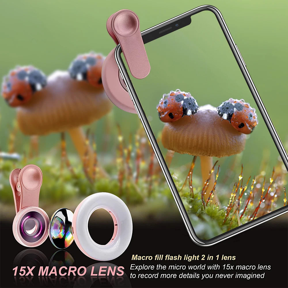 15X Macro Lens with LED Ring Light – Clip-On Smartphone Camera Accessory – tech-gadget