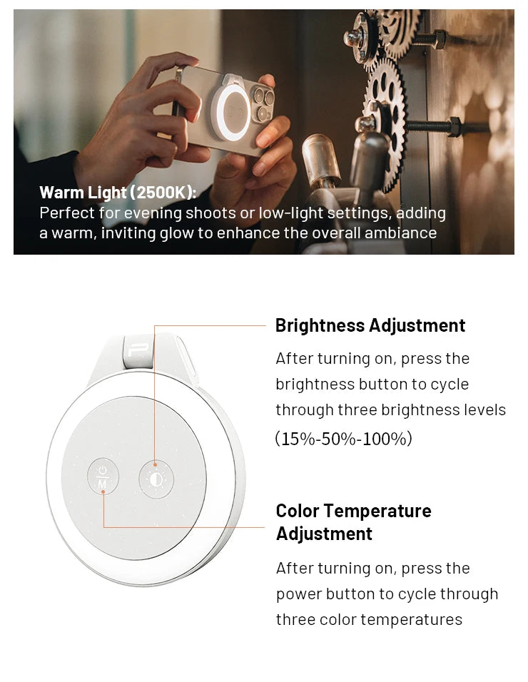 PGYTECH Magnetic Fill Light – Ultra-Thin LED for iPhone, MagSafe & Content Creators