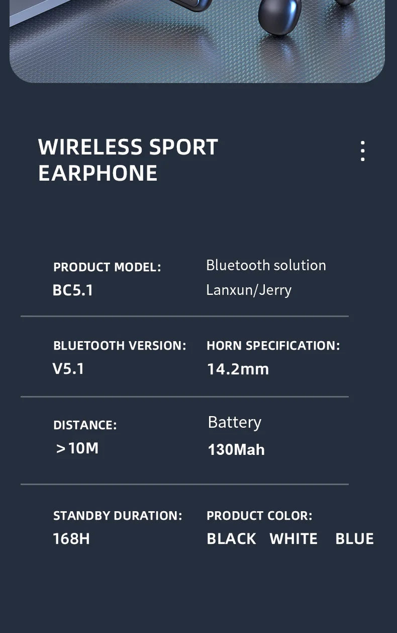 Wireless Bluetooth Ear Hook Headphones – Secure & Clear Sound