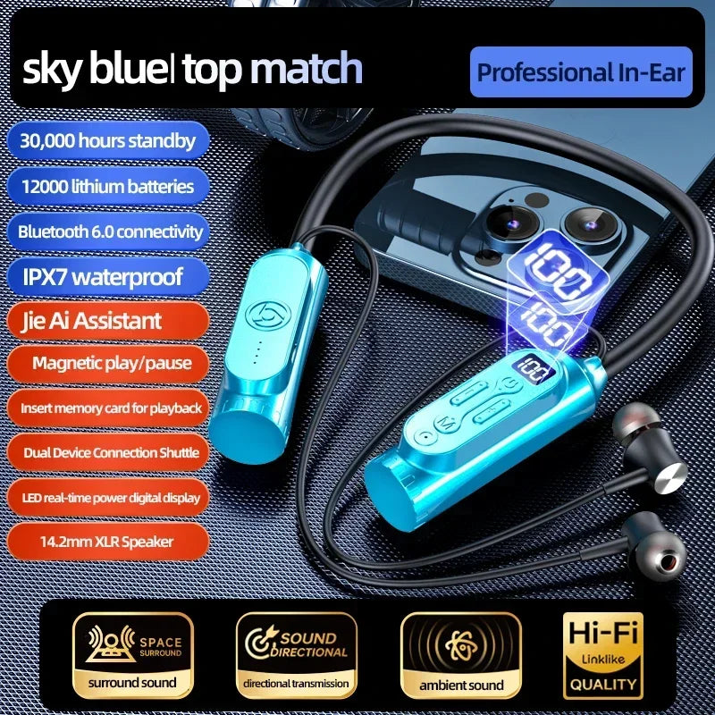 Luxuglow Bluetooth 5.3 Neckband – ANC, 12000mAh, IPX7