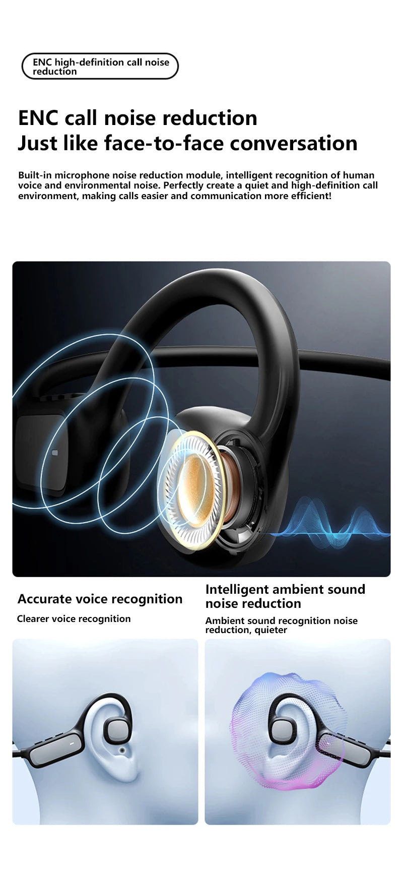 DIKELANG Open-Ear Bluetooth 5.3 Headphones – Waterproof Sports