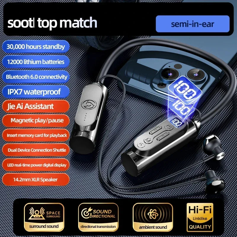 Luxuglow Bluetooth 5.3 Neckband – ANC, 12000mAh, IPX7