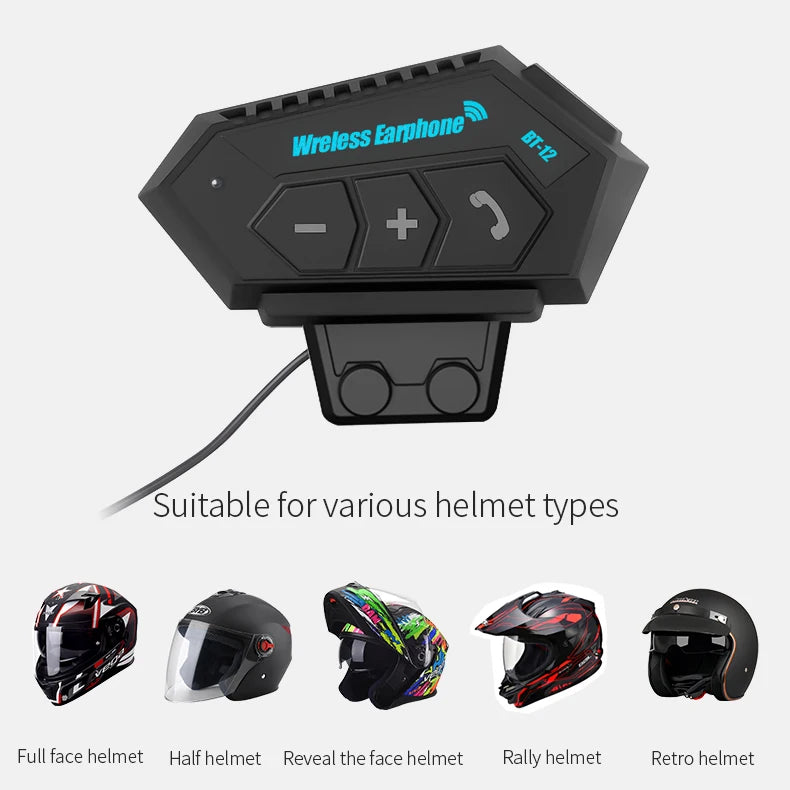 Kebidumei Helmet Bluetooth Headset – Waterproof, Noise Cancelling, 72h Battery