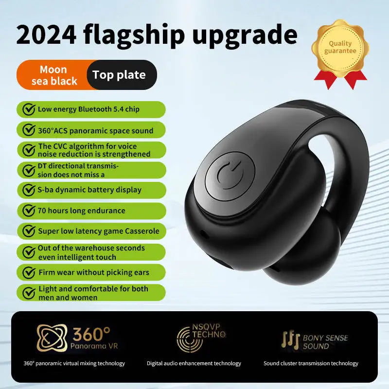 Bluetooth 5.4 Clip-On Sports Earphone – HiFi Wireless