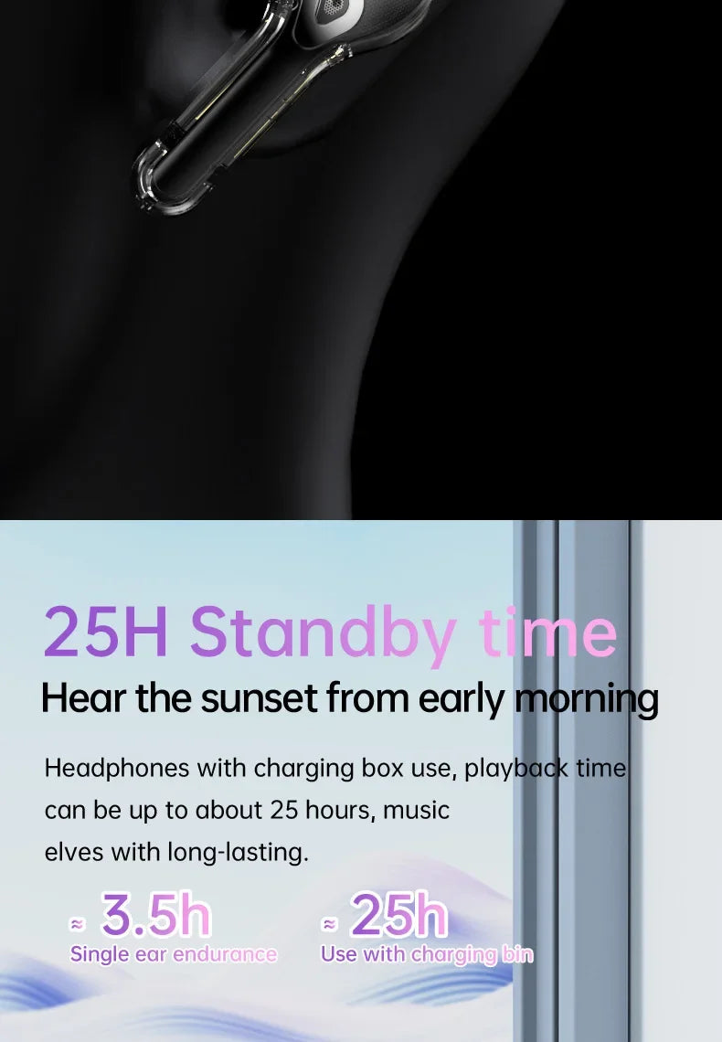 Beauddy TWS Bluetooth 5.4 Earbuds – ANC, Stereo Bass, LED