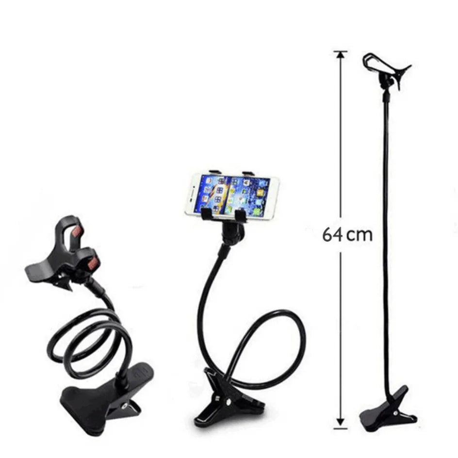 Flexible 28" Gooseneck Phone Holder – 360° Lazy Clip Stand for Bed & Desk