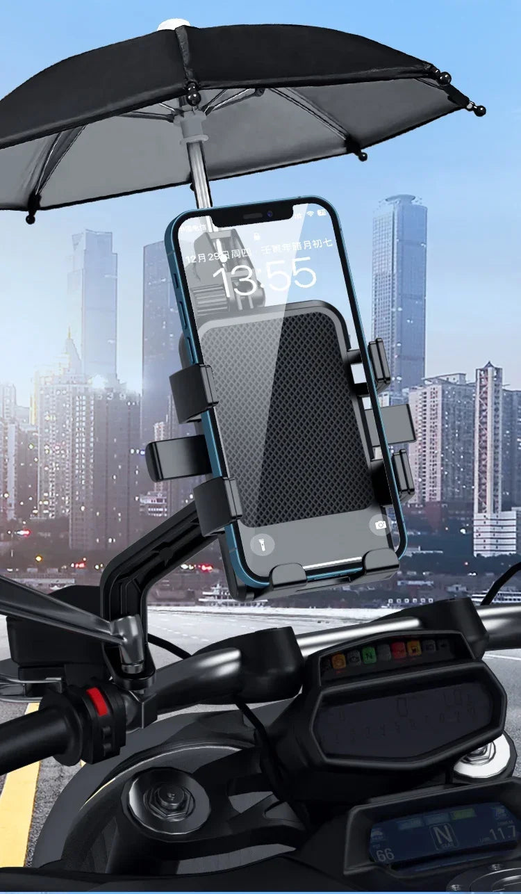 VIKEFON Motorcycle Phone Holder with Rainproof Sunshade – Universal Handlebar Mount