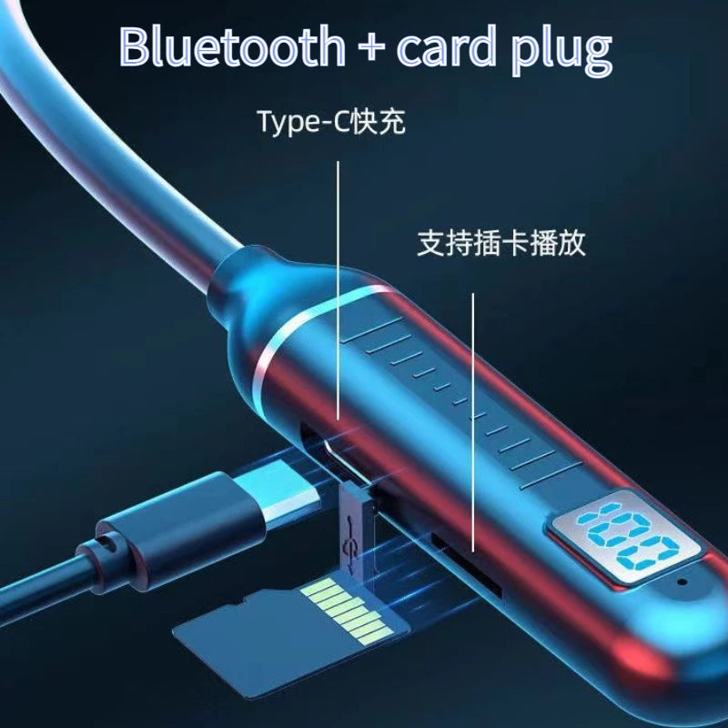 DIXSG Bluetooth 5.2 Neckband – HiFi, LED Display, Waterproof