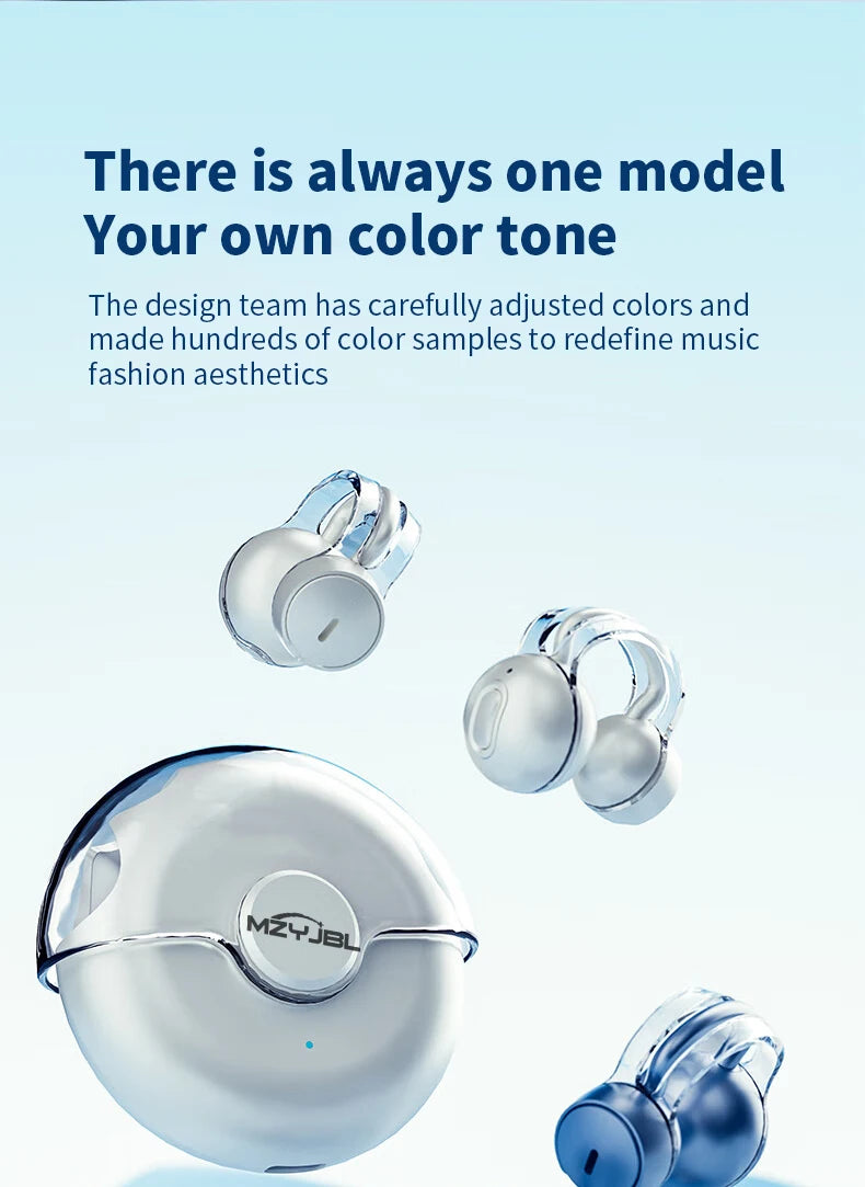 iHseno I36 Open-Ear TWS Earphones – Bluetooth 5.3, Clip-On, Waterproof