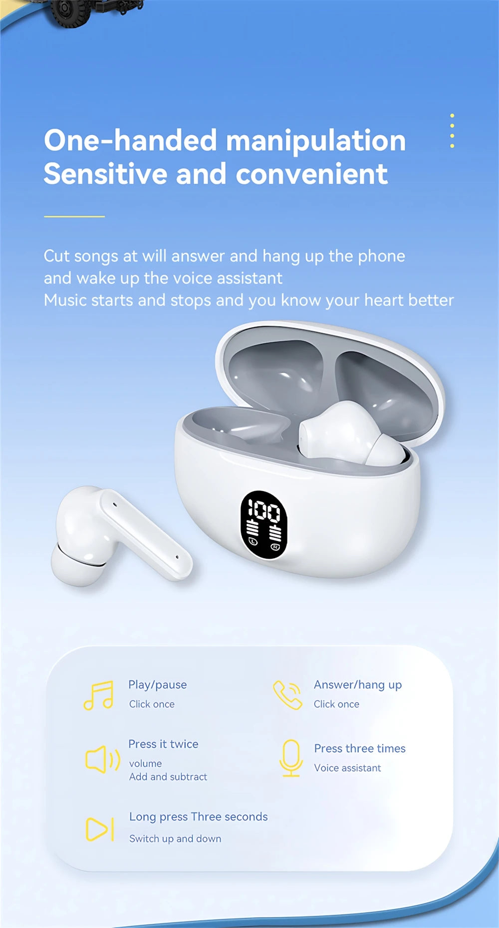 S510 Bluetooth 5.3 Earbuds – ANC, 32H Battery, Touch Control