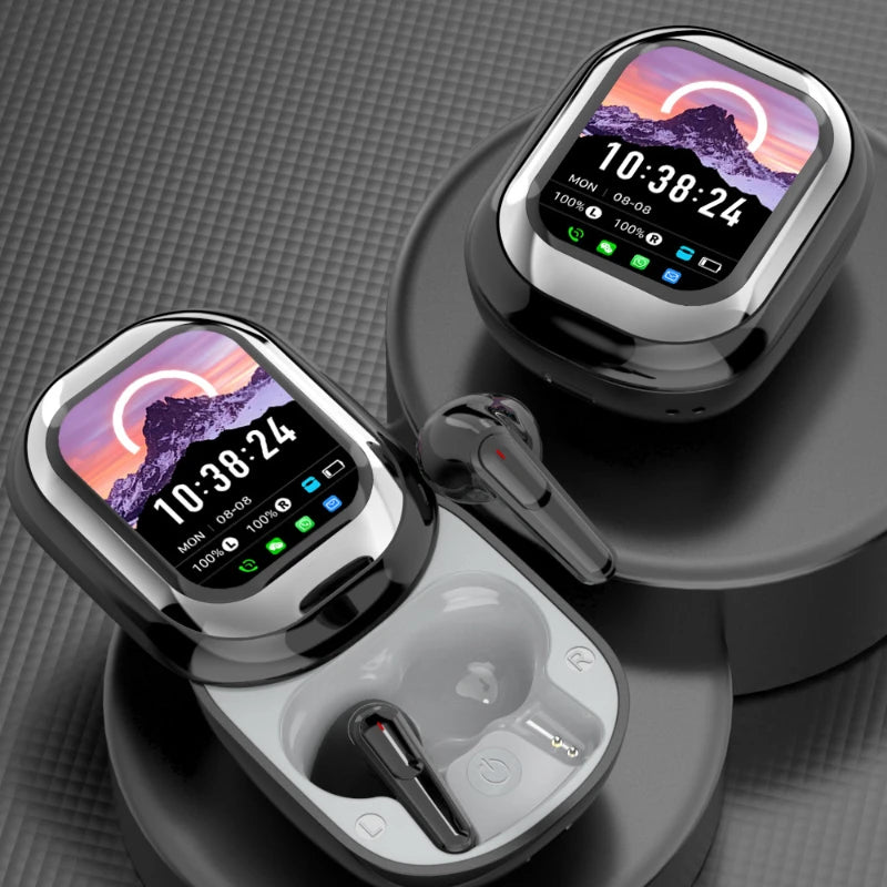 Smart Bluetooth Earphones – ANC, Touch Screen, Long Battery