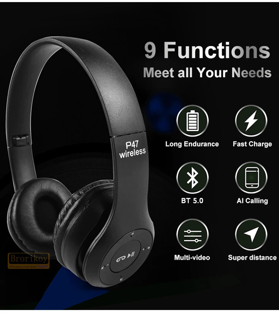 Brorikoy Wireless Bluetooth Ear Hook Headphones with ANC & Mic – Secure Fit for Sports & Calls