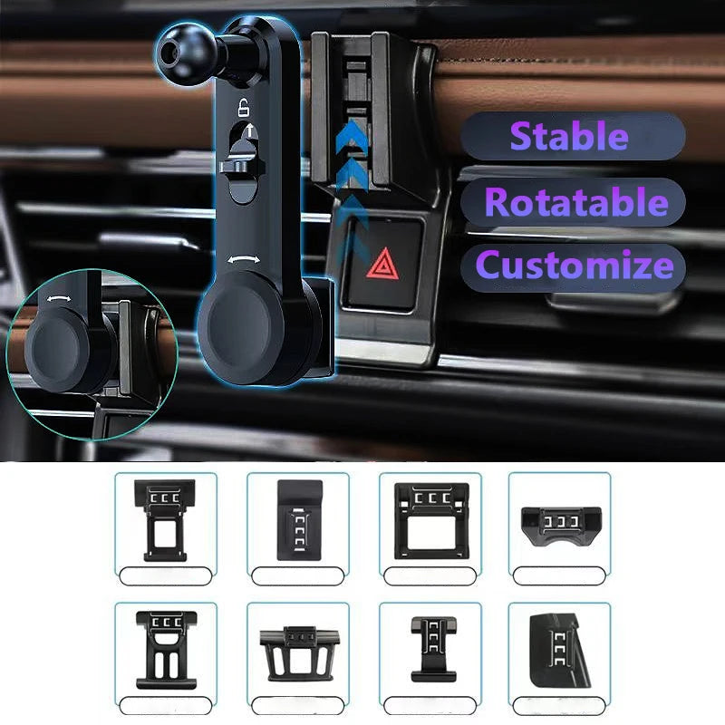 Car Phone Holder Extension Rod – Rotatable Air Vent & GPS Mount Arm