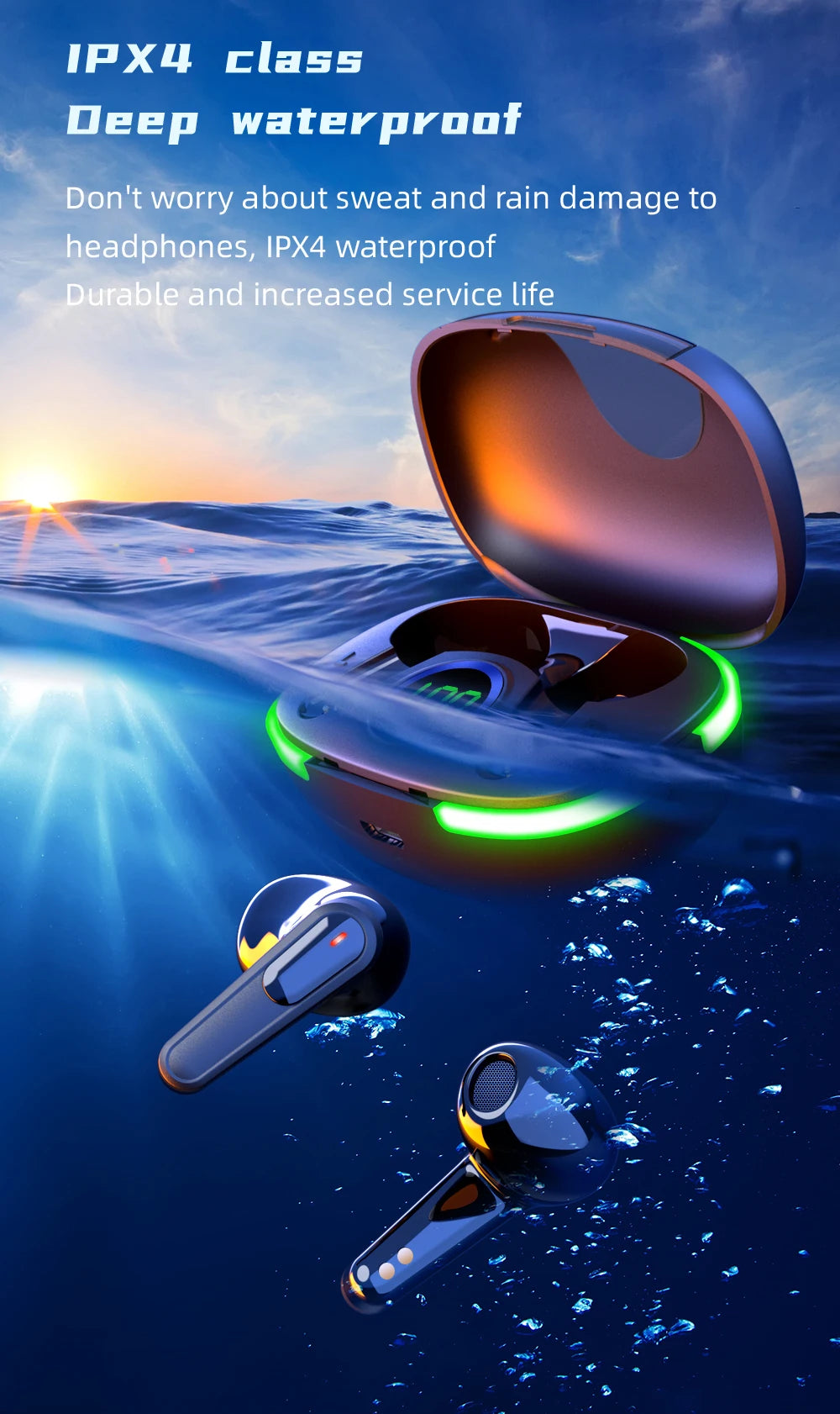 PRO 80 TWS Bluetooth 5.3 Earphones – LED Display, Hi-Fi Sound & IPX4 Waterproof