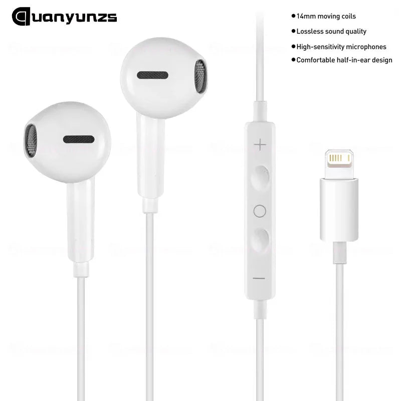 Quanyunzs Wired In-Ear Earphones with Mic & Volume Control – Hi-Fi 14mm Stereo Headphones