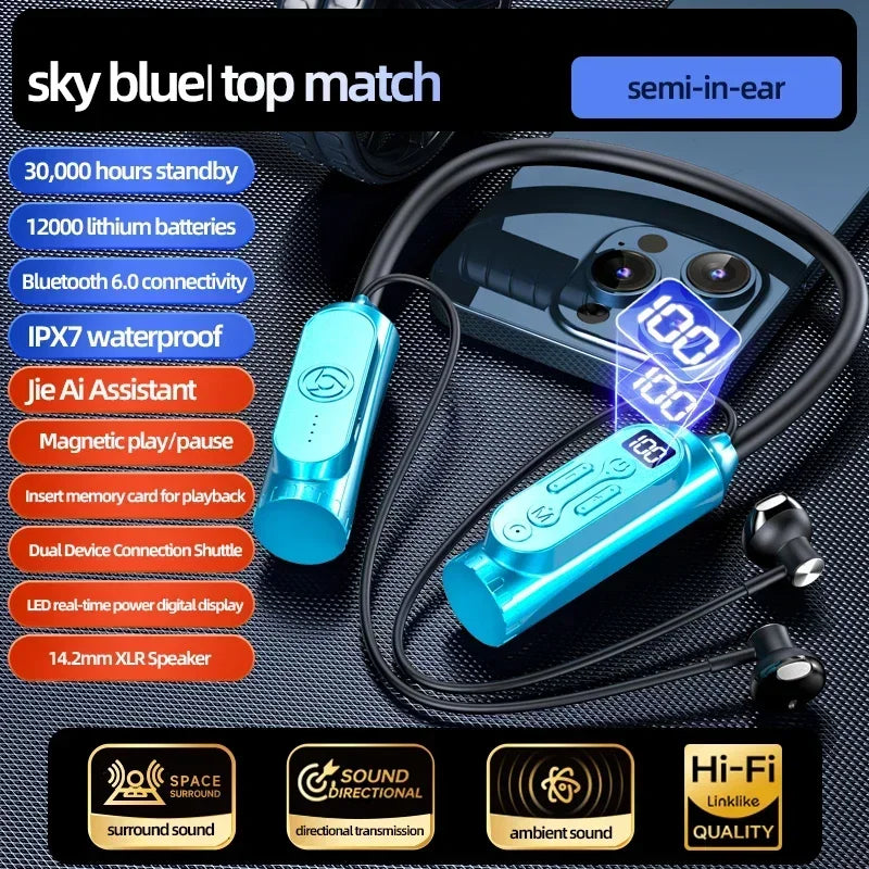 Luxuglow Bluetooth 5.3 Neckband – ANC, 12000mAh, IPX7