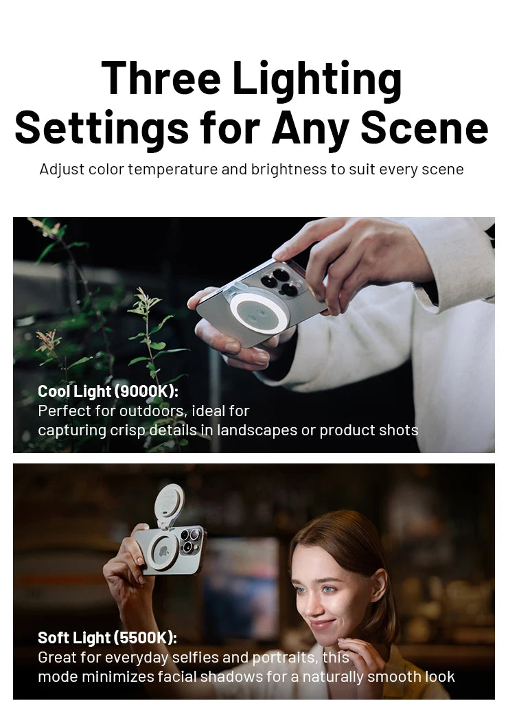 PGYTECH Magnetic Fill Light – Ultra-Thin LED for iPhone, MagSafe & Content Creators