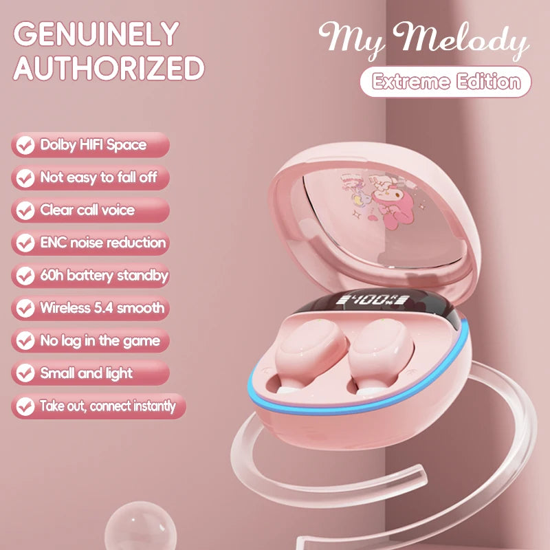 Hello Kitty TWS Earphones – Bluetooth 5.3, ANC, Waterproof