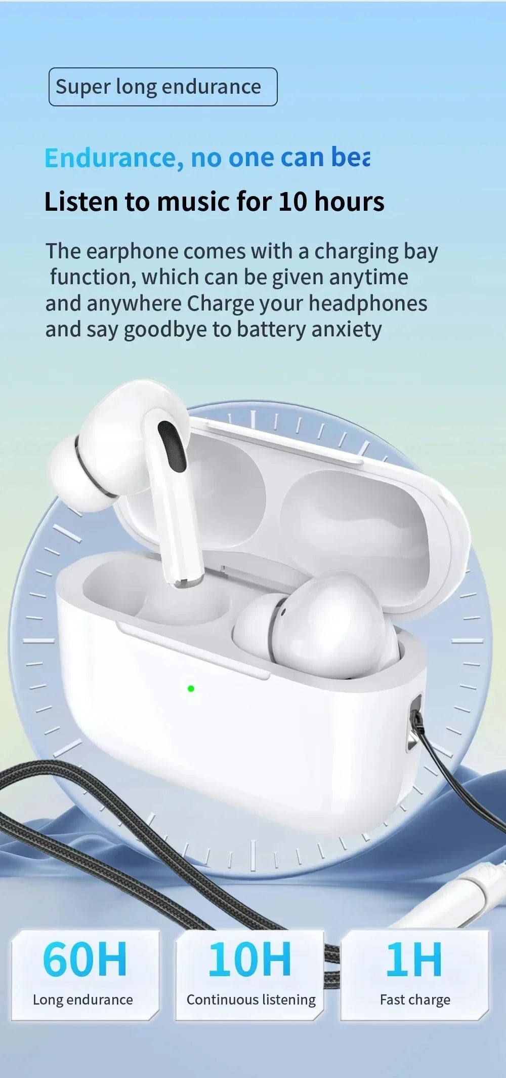 Ear Hook Bluetooth Headphones with Mic & ANC | HiFi Sound