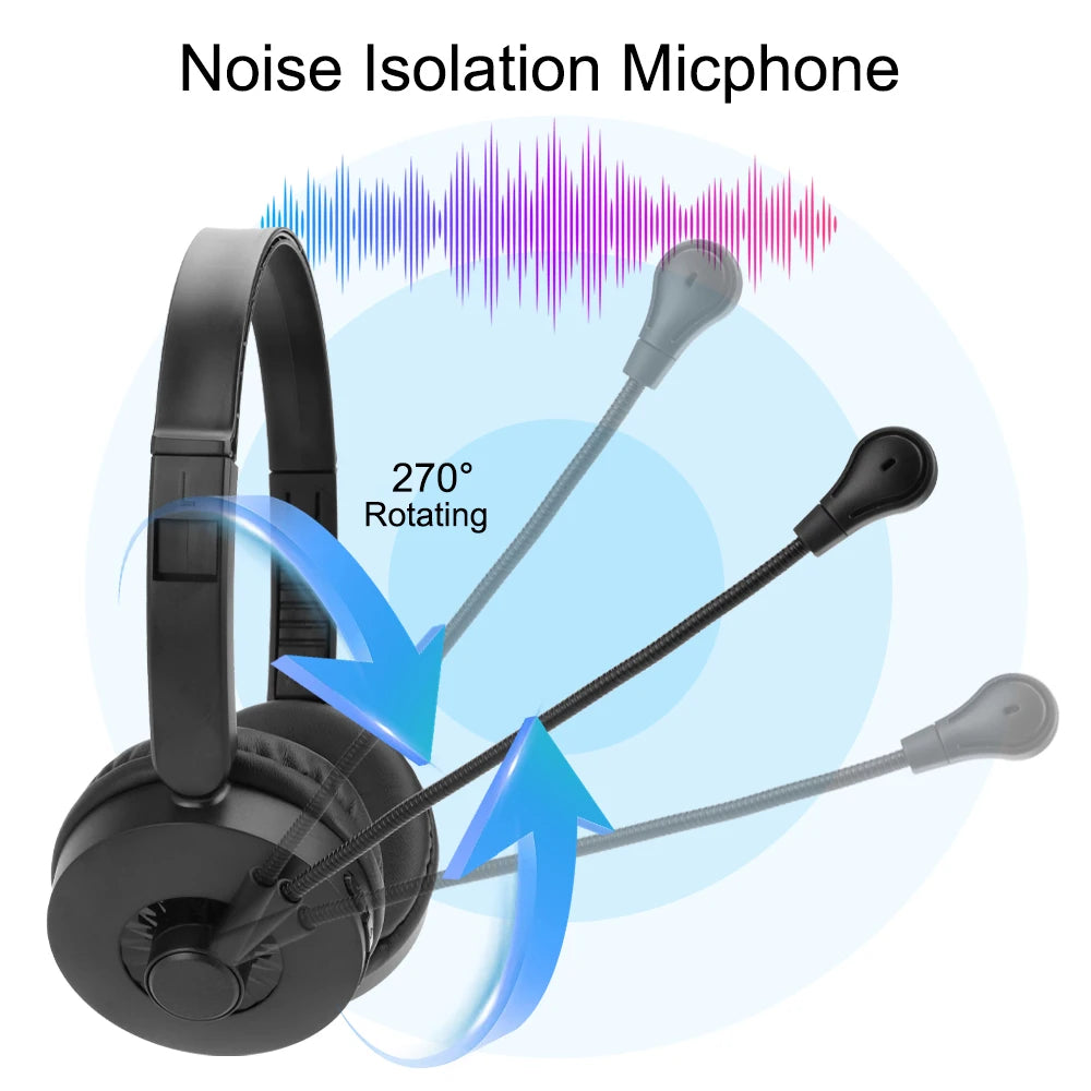 occkic Bluetooth 5.0 Wireless Headset – 12H Playtime, Boom Mic, HiFi Sound, Type-C Charging