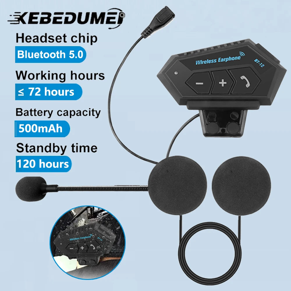 Kebidumei BT12 Motorcycle Helmet Headset – Bluetooth 5.0, Noise Reduction – audio-accessory