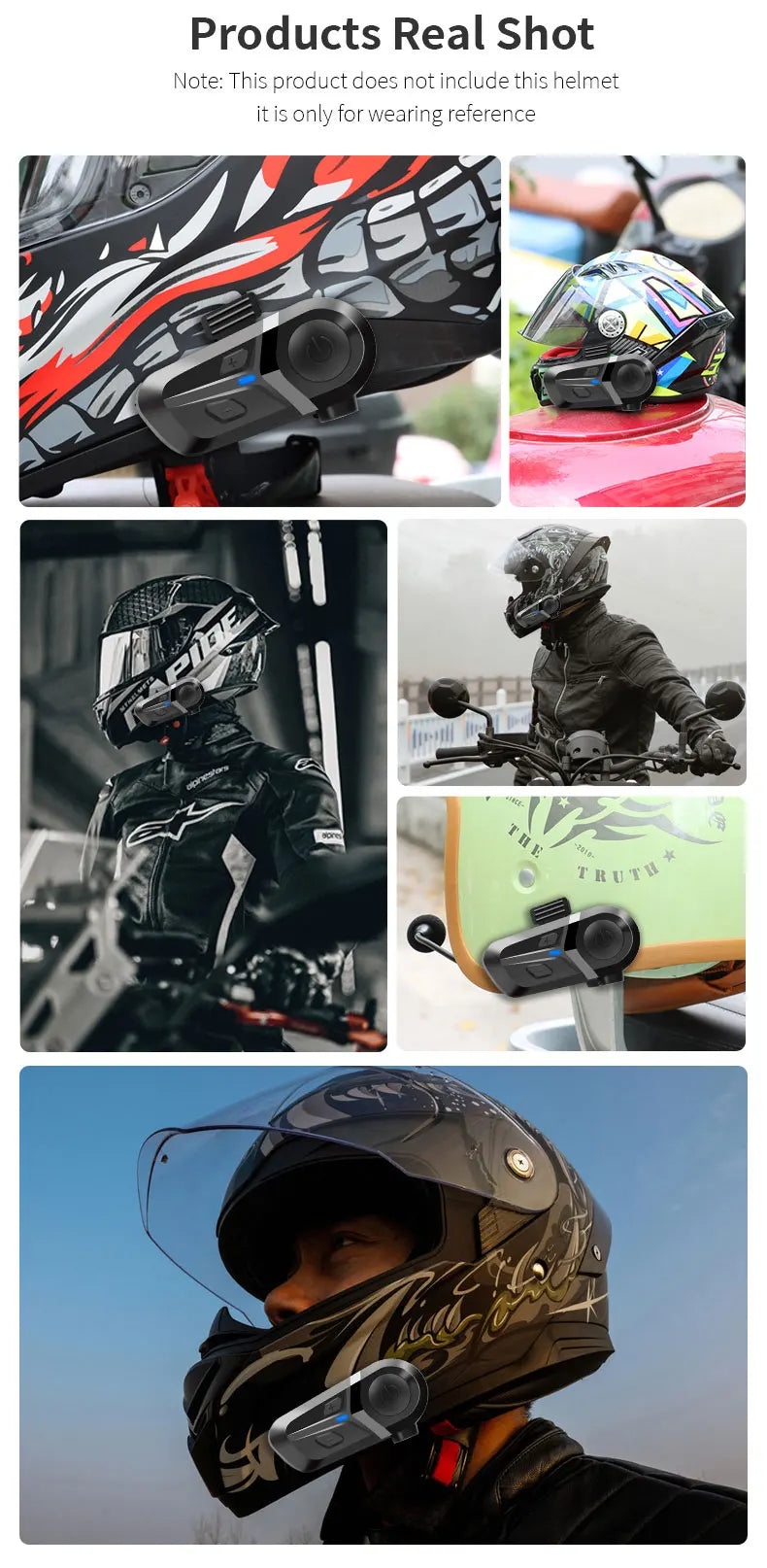 Helmet Bluetooth Headset – Wireless CE/FCC Certified