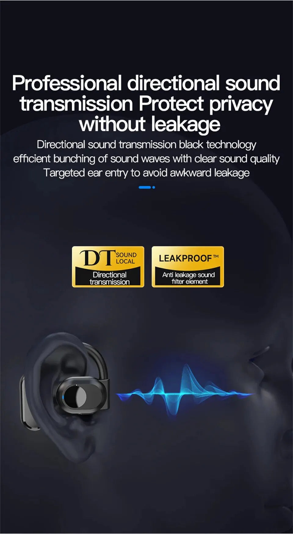 STTKGZD Air Conduction Bluetooth 5.3 Headset – Single-Ear Wireless for Driving & Office