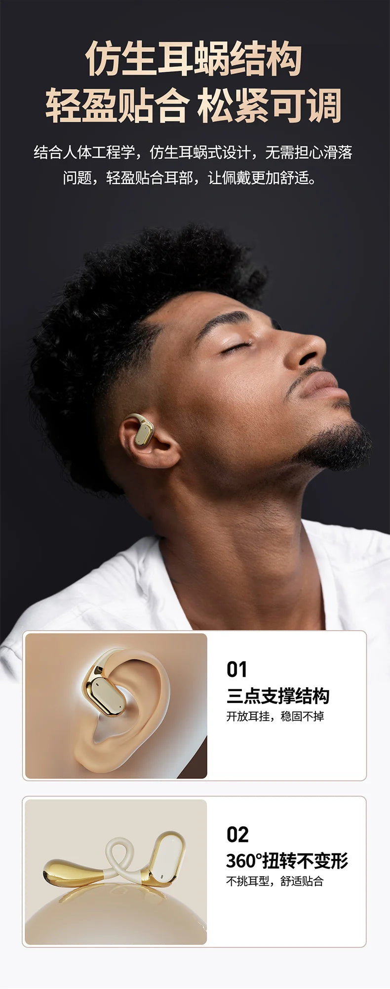 Bluetooth 5.3 Ear Hook Headphones – Wireless, Waterproof & HiFi