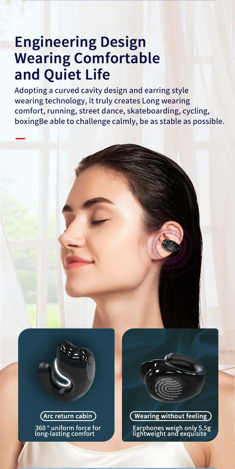 VIKEFON Bluetooth 5.3 Ear Hook Earbuds with Mic – audio-accessory