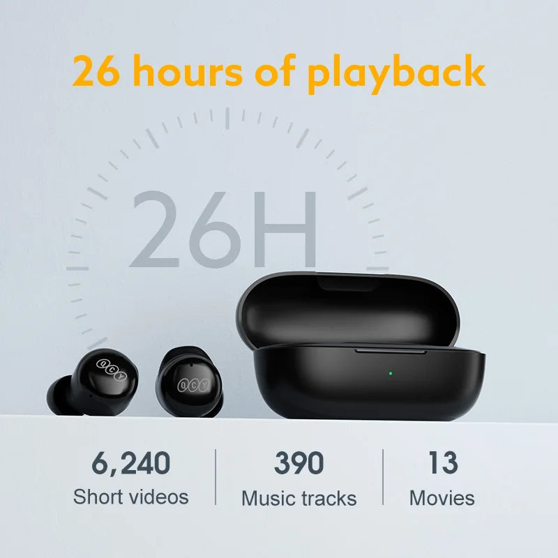 QCY T17 Bluetooth 5.1 Earbuds – 26H Battery, HIFI Sound