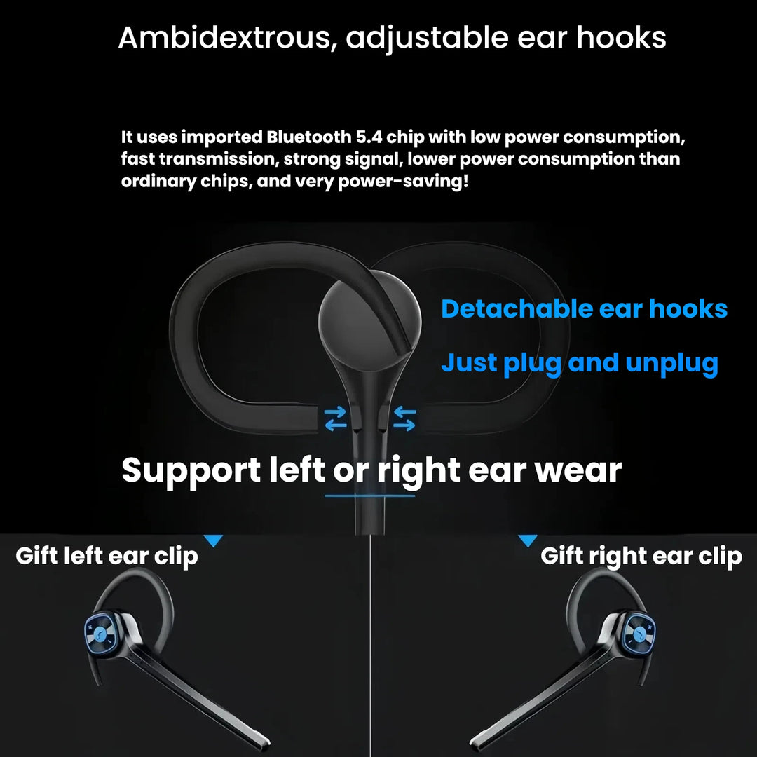 SUOMEIJA SM908 Bluetooth 5.3 Headset – Open-Ear, HiFi Bass, Noise Cancelling