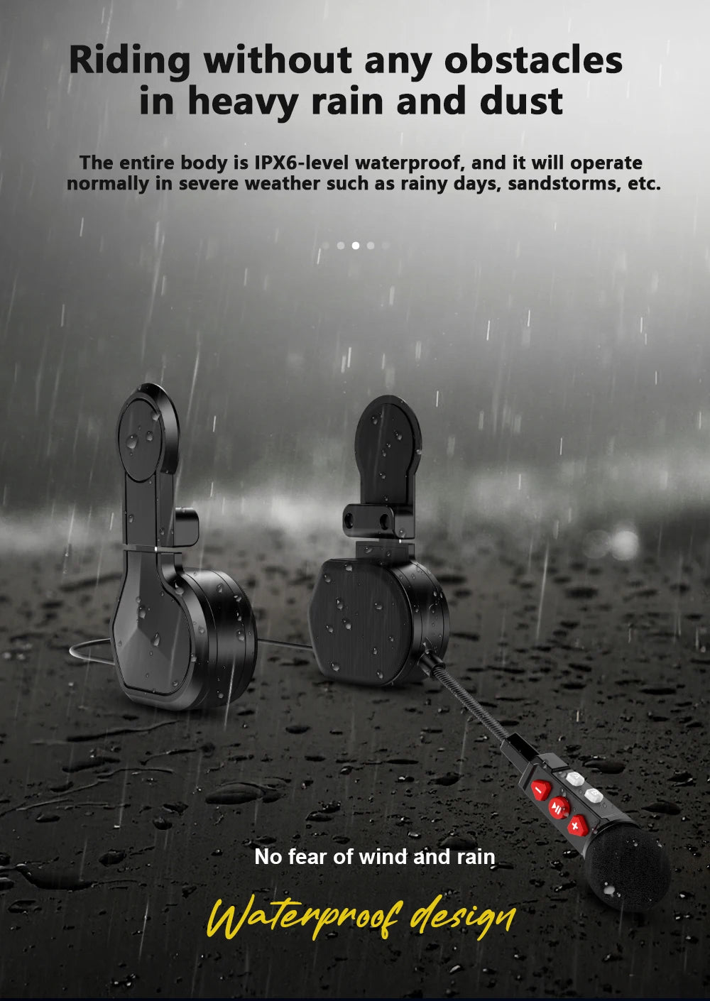 VELEV BT9 Helmet Bluetooth Headset – Waterproof, 23H Talk