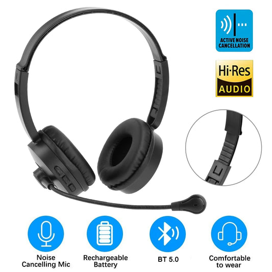 occkic Bluetooth 5.0 Wireless Headset – 12H Playtime, Boom Mic, HiFi Sound, Type-C Charging – audio-accessory