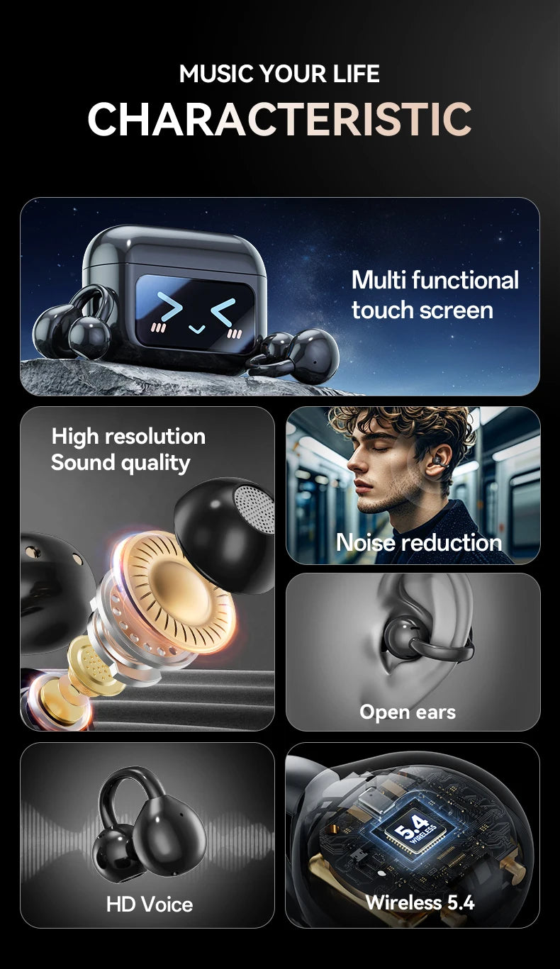 WJOY M100 Bluetooth 5.4 Clip-On Earphones – Translation & Waterproof