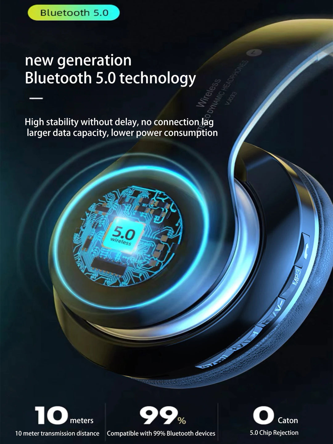 T-WOLF Wireless Bluetooth Headset with Mic | 4H Playtime